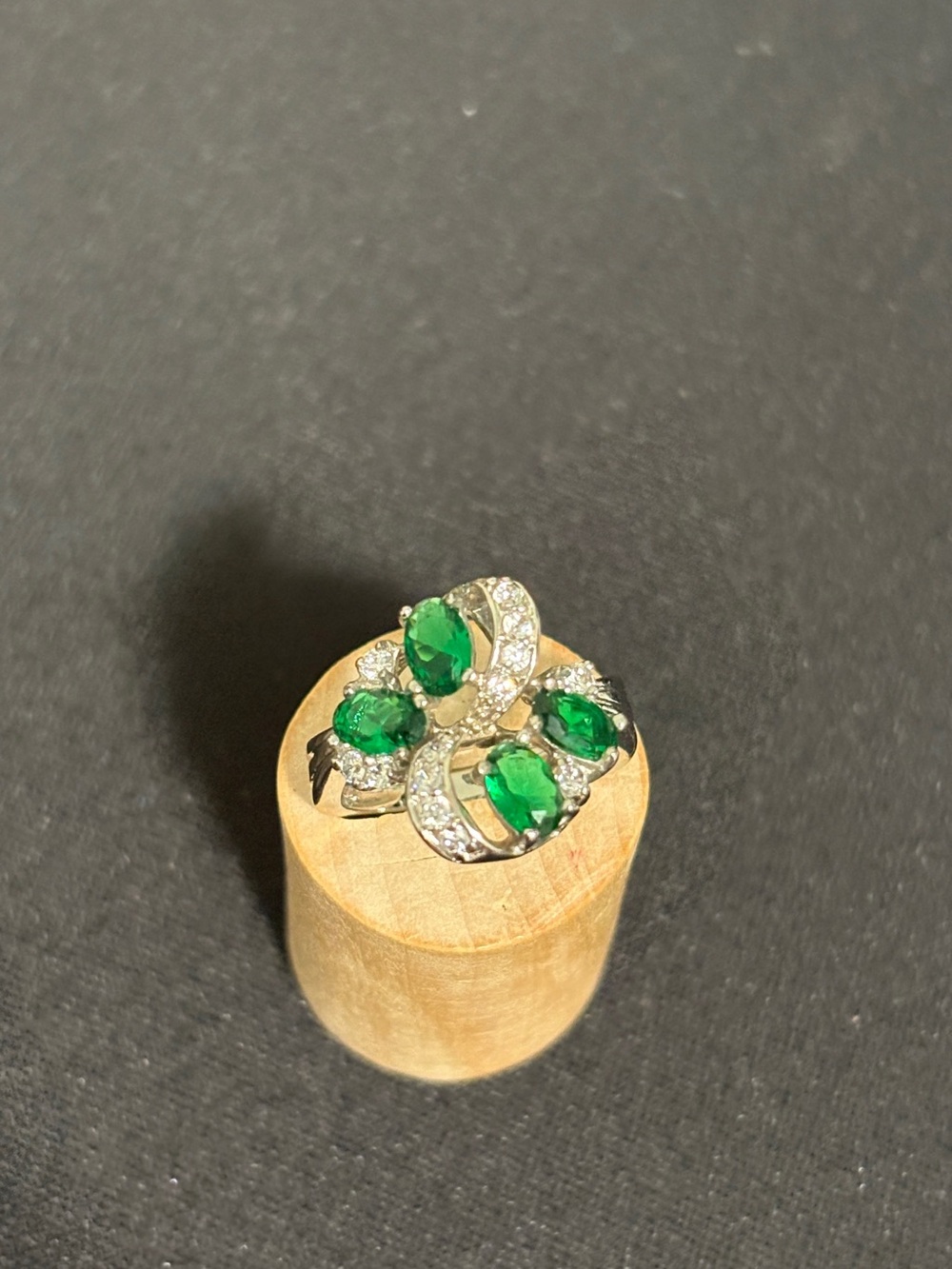 Emerald Green and Crystal Statement Ring - Women Jewelry